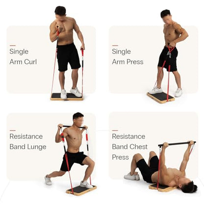 StrongTek Wooden Slant Board & Resistance Training Board Set – Adjustable Incline Stretch Board + Bamboo Exercise Platform for Strength, Rehab & Full-Body Workouts