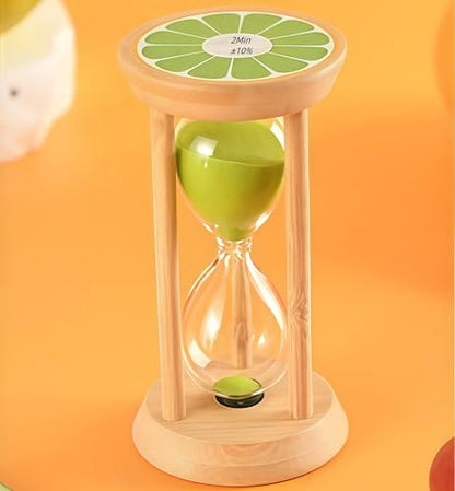 Mini Wooden Sand Timers,100% Bamboo Hourglass Watch 2Min Fruit Sandglass Timer for Toothbrush Timer Games Classroom Home Office Cooking(Lemon+Green+2Min) - color: Lemon+green, size: 2Min