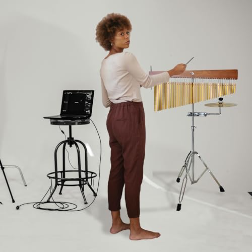 Adjustable Height Wind Chime Single-row Percussion Chime wtih Collapsible Tripod Stand Bar Chime for Class Yoga (36 Note Chime with Cymbals) - color: 36 Note Chime With Cymbals
