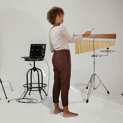 Adjustable Height Wind Chime Single-row Percussion Chime wtih Collapsible Tripod Stand Bar Chime for Class Yoga (36 Note Chime with Cymbals) - color: 36 Note Chime With Cymbals
