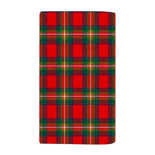 Plaid Christmas Deco Bath Towel 15X30 Inch Washcloths Raditional Red,Black,Green Scottish Retro Face/Body/Hair/Hand Towel for Spa Gym Yoga Swim Bathroom Kitchen Hotel - color: Plaid Deco