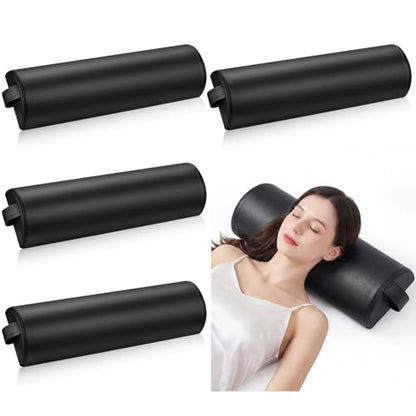 Ripeng Half Round Massage Table Bolster Pillow Pad with Strap Handle, Semi-Round Bolster Pillow, 6"W x 3"H x 21"L Bolsters Support Pad for Massage Yoga Spa Neck Under Knee Ankles Pain Relief(4 Pcs) - size: 6"W x 3"H x 21"L