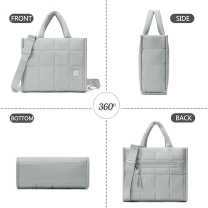 Quilted Crossbody Bags for Women,Puffer Weekender Overnight Bag,Purse Handbag Organizer,Small Tote Bags Shoulder Bag - color: Light Gray