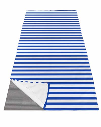 Navy Blue Stripe Yoga Towel for Hot Yoga Non Slip, Modern White Vertical Striped Geometric Yoga Mat Towel Absorbent Yoga Sweat Towels Microfiber Hot Yoga Blanket for Bikram Pilates Fitness 26"x70" - color: Darkblue, size: 26x70in