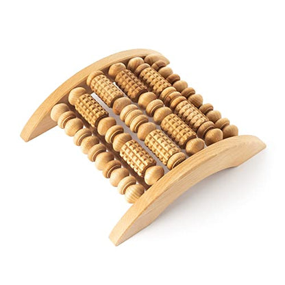 Tuuli Accessories - Wooden Foot Massager, Grooved Muscle Roller, Helps Ease Muscle Tension and Improve Blood Circulation, Natural Wood Therapy Massage Tools, 29 x 24.5 cm - size: XL