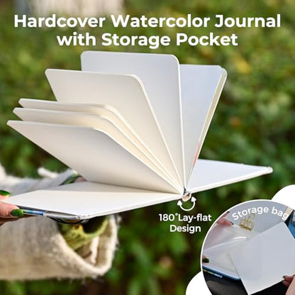 Funto Watercolor Journal, Square, 5.5x5.5, Portable 2-Pack, 48 Pages Each, Gray&Blue Cover, 110lb/230gsm, Art Supplies for Mixed Media - color: Gray&Blue