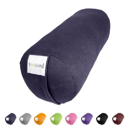 Pranayama Yoga Bolster Meditation Pillow - color: Navy Blue, size: Cylindrical 14" x 6"