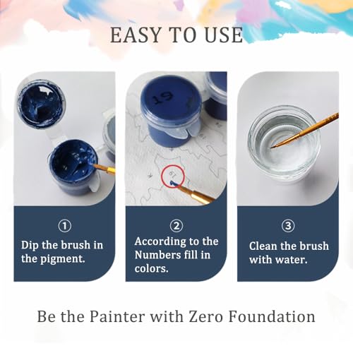 Natuyalo Lighthouse Paint by Numbers Kit for Adults Beginner Seaside Scenery DIY Painting Kits for Adults - Linen Canvas, Acrylic Pigment, 3 Paint Brushes, Waterproof Durable, Frameless, 16x20 Inch - color: PIC-07