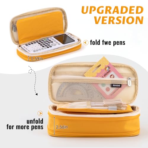 EASTHILL Big Capacity Pencil Pen Case Office College School Large Storage High Bag Pouch Holder Box Organizer Yellow Orange - color: Yellow