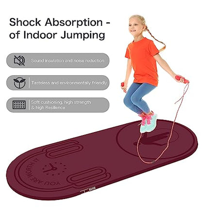 8/20/30mm Jump Rope Mat Fitness Exercise Mat Durable, Non-Slip, Workout Mats with Jump Rope & Carrying Bag for Home Gym Flooring (55"x 24") - color: Red-8mm