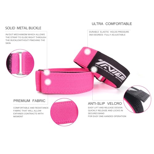 Occlusion Bands for Women Glutes & Hip Building, Blood Flow Restriction Bands BFR Bundle Booty Bands, Best Fabric Resistance Bands for Exercising Your Butt, Squat, Thigh, Fitness - color: Pink Full