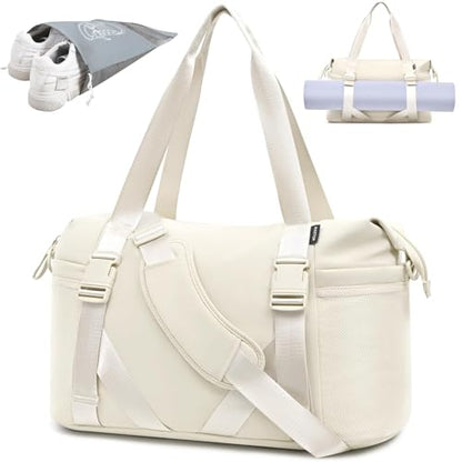 MAXTOP Women's Yoga Bag with Shoe Pouch,Travel Bag for Gym Workout Daily - color: Beige