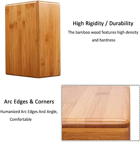 Bamboo Yoga Block (2 PCS), Bamboo Handstand Block,Support Brick to Deepen Poses, Improve Strength and Aid Balance and Flexibility