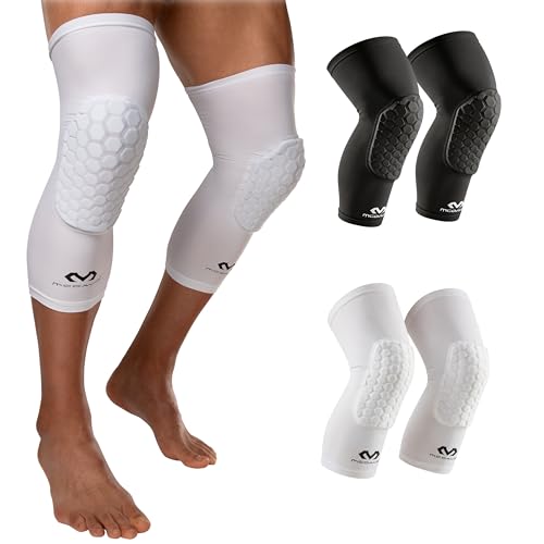 Knee Compression Sleeves: McDavid Hex Knee Pads Compression Leg Sleeve for Basketball, Volleyball, Weightlifting, and More - Pair of Sleeves - color: White, size: Small