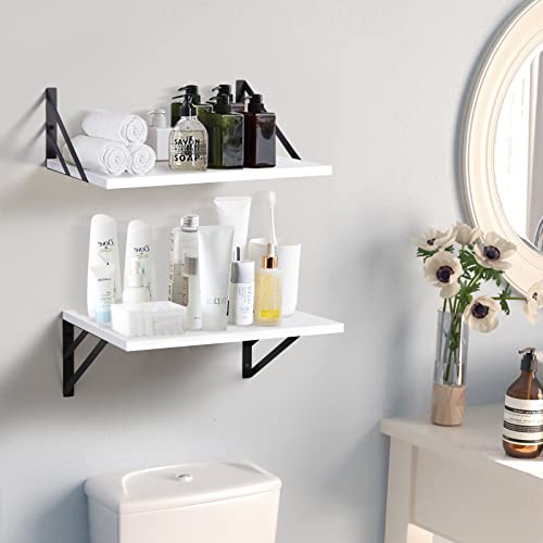 Tectocker-DOU 2 Pc Deep Floating Wall Shelves, Heavy Duty, 16x12, White - color: White, size: 16W×12D