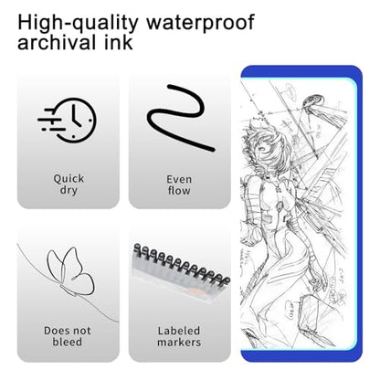 EYEYE Micro Pen Black Drawing Art Pens,6 Pack 0.25mm Archival Pen Waterproof Ink Set Artist Supplies Archival Inking Markers Sketch Outline Pens, Precision Drawing and Sketching Kit - size: 6 Pack 0.25mm