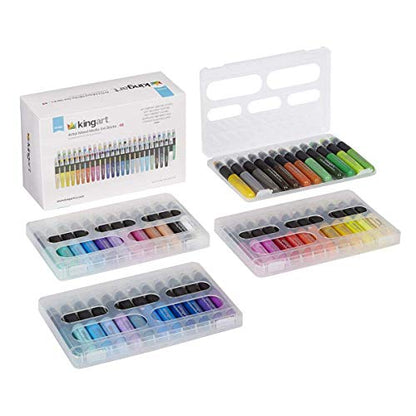 KINGART Mixed Media Gel Stick Crayons, Vibrant, Set of 48-Colors | Water-Soluble Gel Crayons, Smooth Blend, Works on Paper, Wood & Canvas, Odorless, Non-Toxic, Storage Case Included