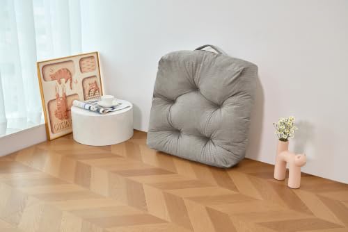 Floor Pillow Cushion with Handle for Adults Women Men - color: Light Gray, Square