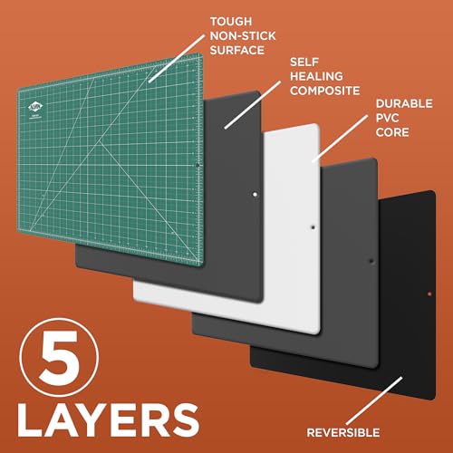 ALVIN GBM Self-Healing Cutting Mat 12 x 18 inch | Double-Sided Green/Black | 5-Layer Gridded Surface for Arts, Crafts and Sewing - Model GBM1218 - size: 18"L x 12"W