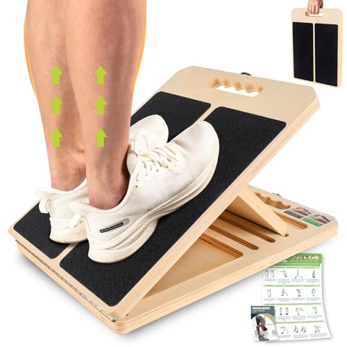 Slant Board Calf Stretching, 300 LBS Capacity Portable Wooden Incline Board