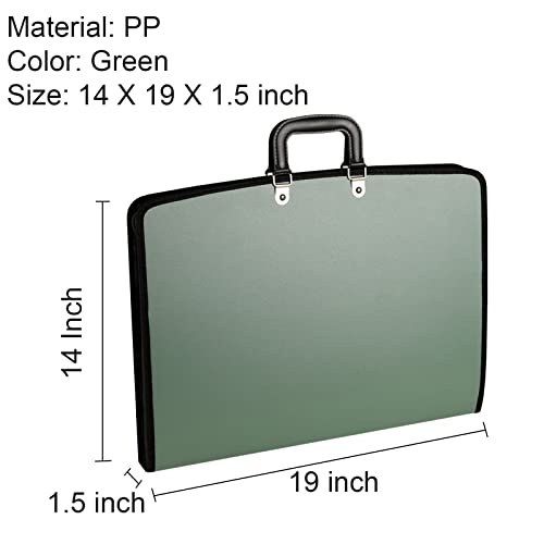 Acocony 11x17 Art Portfolio PP Material Green Pack of 1 | 11x17 Art Portfolio Case with Zipper Closure Oxford Cloth Edge Waterproof - color: Green
