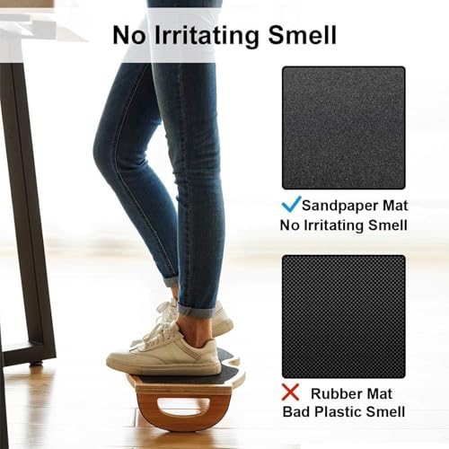 StrongTek Under Desk Footrest, Wooden Rocking Foot Rest, 350lbs, Non-Slip | Standing Desk Use, Ergonomic Foot Stool for Enhanced Circulation, Wide Rocker Balance Board, No Assembly for Office Home