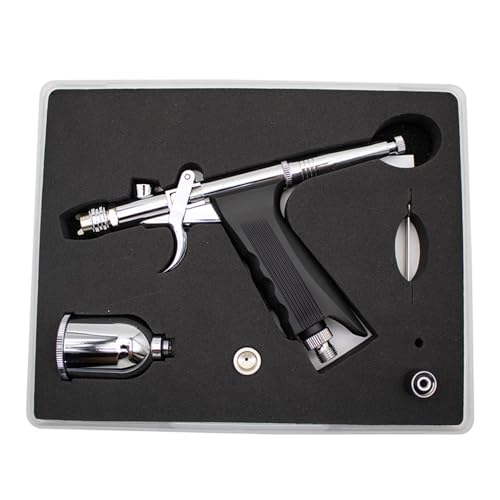 Uouteo Airbrush Kit, Double Action Trigger Airbrush Gun with 0.3mm Fan Spray Cap/Needles/Nozzles, 15 CC Cup, Air Brush Guns for Painting - color: 217B 0.3mm Airbrush Kit