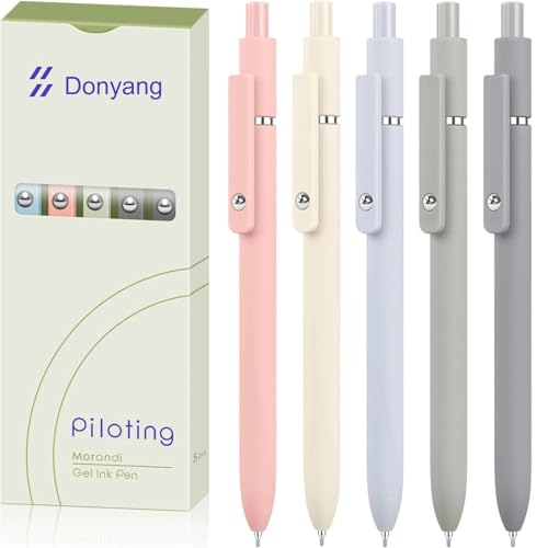 Gel Pens, 5pcs 0.5mm Cute Black Ink Fine Point Pens With Smooth Writing | Quick Dry Pens For Journaling Note Taking, Teacher Work Desk Accessories Office Supplies for Men Women, Morandi - color: Multicolor & 5 Morandi