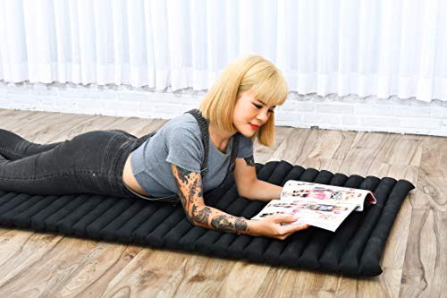 Leewadee Thai Roll Mat 75 x 28 inches Kapok Firm - color: Cl02 - Black, size: M: 75x28"