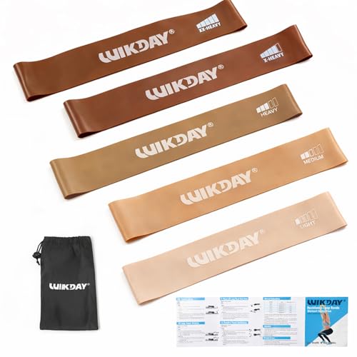 WIKDAY Resistance Bands for Working Out Exercise Loop Bands Workout Bands Set for Men Women Body Stretching, Crossfit Training, Home Workout, Physical Therapy, Booty Legs, Set of 5 - color: Coffee