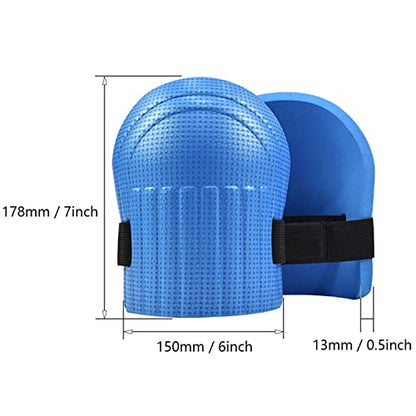 WWZMDiB 1 Pair Waterproof EVA Foam Knee Cushion with Adjustable Hook and Loop Straps, Home & Gardening Knee Pads for Women and Men (Blue)