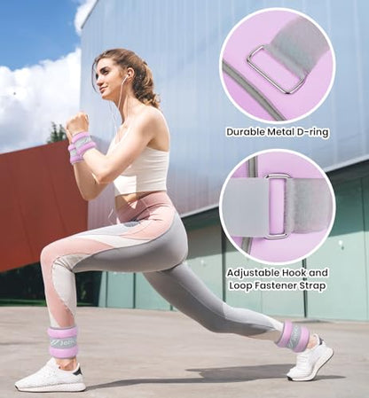 Ankle Weights A Pair of 1/2/3/4/6/8/10/12/20 LBS Wrist Leg Arm Weights for Women Men with Adjustable Straps, Strength weighted for Physical Therapy Running Walking Home Fitness Gym Workout Weight Loss - color: Light Purple