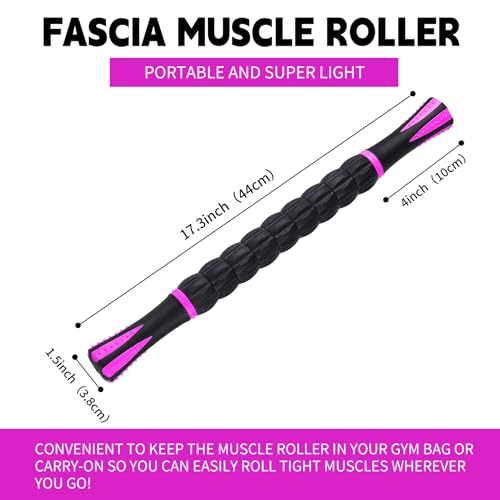 Muscle Roller Stick for Athletes, Massage Roller Stick, Lymphatic Drainage and Liposuction Massage Roller, Relieves Muscle Soreness, Trigger Points, for Physical Therapy and Recovery (Purple & Black) - color: Purple & Black