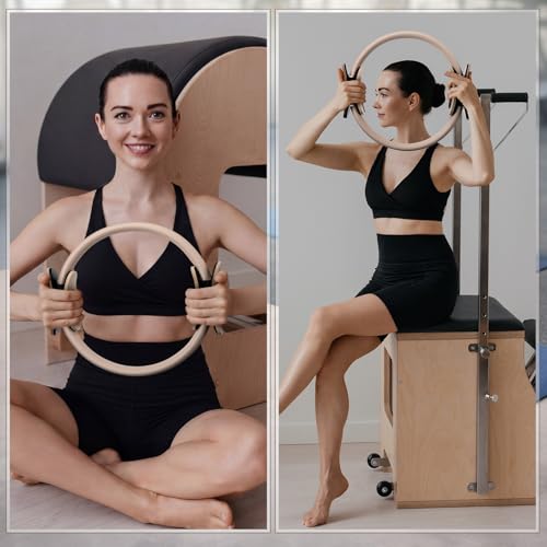 Syhood Pilates Ring 11. 81 Inch Pilates Circle Yoga Ring Magic Lightweight Flexible Workout Equipment for Fitness Physical Therapy Resistance Exercise Arms Legs - color: Beige