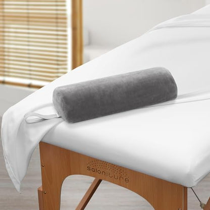 Saloniture Half Round Neck Massage Table Bolster Pillow Pad - 13 x 6 x 3 Inch - Gray Velour - color: Gray