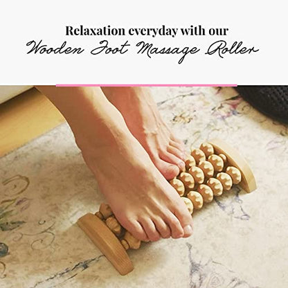 tuuli Wooden Foot Massager, Grooved Muscle Roller, Helps Ease Muscle Tension and Improve Blood Circulation, Natural Wood Therapy Massage Tools for Feet (M) - size: M