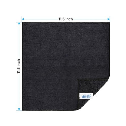 HOMEXCEL Black Microfiber Cleaning Cloth, Microfiber Towels for Car, 12 PK | Lint Free Cleaning Rags for Household, Kitchen, Car Wash Towels for Detailing Drying, Scratch-Free, 11.5"X 11.5" - color: Black
