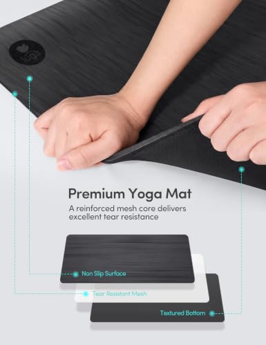 Pro Non Slip Yoga Mat Thick for Hot Yoga, Pilates, Workout & Home Gym - color: Gray