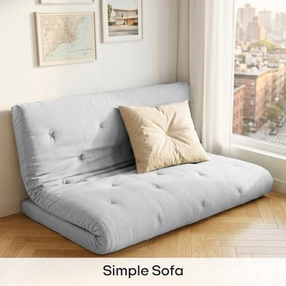 ZonLi Japanese Floor Mattress, 100% Cotton Washable Cover Futon Mattress - color: Light Grey, size: Queen(80"L x 60"W x 4"Th)