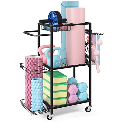 Yoga Mat Storage Rack, Home Gym Storage, Workout Equipment Storage Rack - color: 블랙.