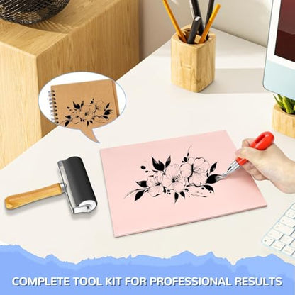 4 Pack Pink Rubber Stamp Carving Blocks, 8"x10" (0.6cm Thick) with Tools Kit, Soft Rubber Linoleum Block for Craft Project DIY Stamp Making Supplies for Artists, Beginners - size: 8"x10"
