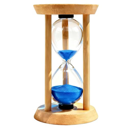 PROLOSO Wooden Sand Timers 1 Minute Glow in the Dark Sandglass Countdown Hourglass Sand Clock for Toothbrush Timer Games Classroom Home Office - color: Glow in the Dark Blue, size: 1 MIN/3.74 IN