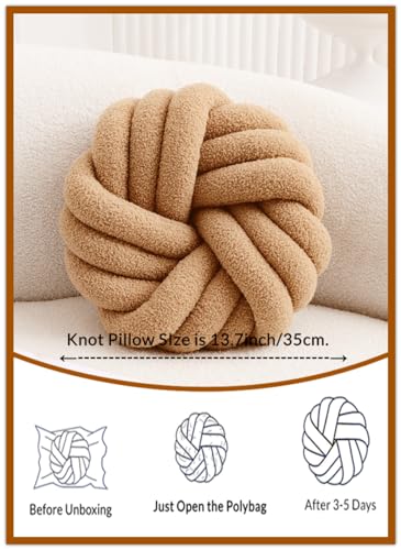 Knot Pillow,Khaki Decorative Pillows 13.7" - color: Khaki