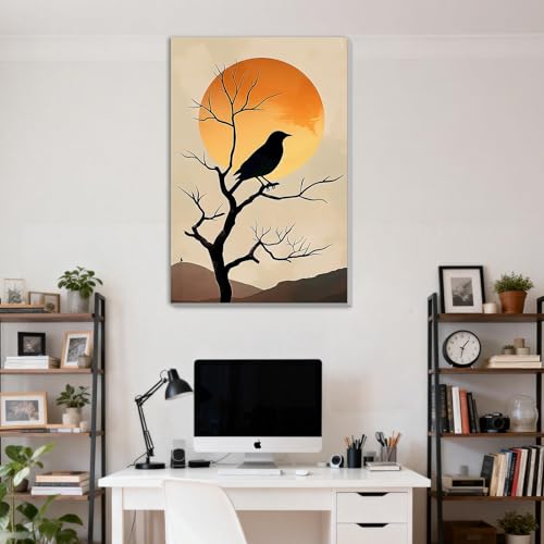 DOMROM Framed Paint by Numbers Kit for Adults, Bird DIY Paint by Number Kits on Canvas, Easy Bird Painting by Numbers for Home Wall Decor Gift 8x12 Inch - color: PK043