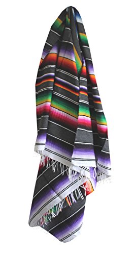 Del Mex Mexican Serape Blanket (Large, Gray) - color: Gray, size: Large