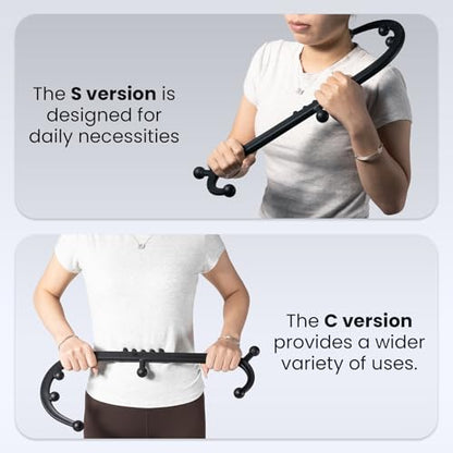 LiBa Trigger Point Massage Tool 11-Node, Collapsible S/C Curve | 11 pressure point nodes, targets knots, shape-shifting S or C curve, detachable back neck shoulder massager, travel-friendly - color: Detachable Black