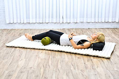 Leewadee Small Yoga Bolster – Shape-Retaining Cervical Neck Roll, Tube Pillow for Comfortable Reading, Kapok Filling, 22 x 6 x 6 inches - color: Sf17 - Green