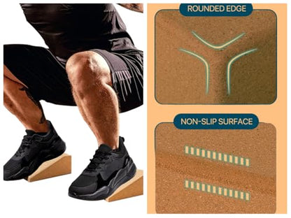 Squat Wedge Blocks Stretching blocks,Non-Slip Surface with Beveled Edges for Core Exercises,Natural Eco-Friendly/squats& weightlifting&yoga,Travel Friendly