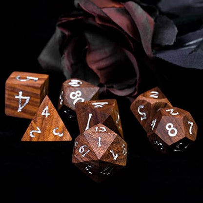 Wooden DND Dice Set Red Sandalwood Dice Set for D&D Tabletop Games - color: Red Sandalwood