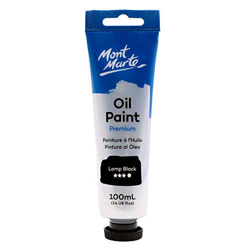 Mont Marte Oil Paint Premium, 3.4 US fl.oz (100ml) Tube, Ivory Black, Heavy Body Paint, Artist Quality, Good Coverage, Excellent Tinting Strength, Ideal for Painting Canvas - color: Ivory Black, size: 3.4 Fl Oz (Pack of 1)